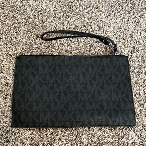 Simple Black and Grey Logo Michael Kors Wristlet